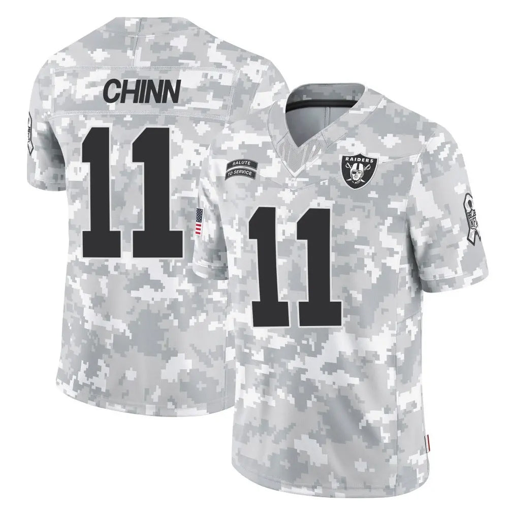 LV.Raiders #11 Jeremy Chinn Player Arctic Camo Salute To Service Limited Game STECN Stitched Jerseys
