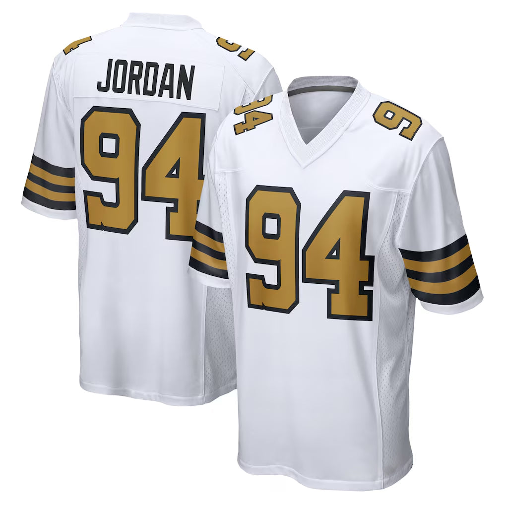 NO.Saints #94 Cameron Jordan Player White Alternate Home Game STECN Stitched Jerseys