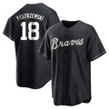 STECN A.Braves #18 Mike Yastrzemski player Black&White Replica Stitched Jerseys