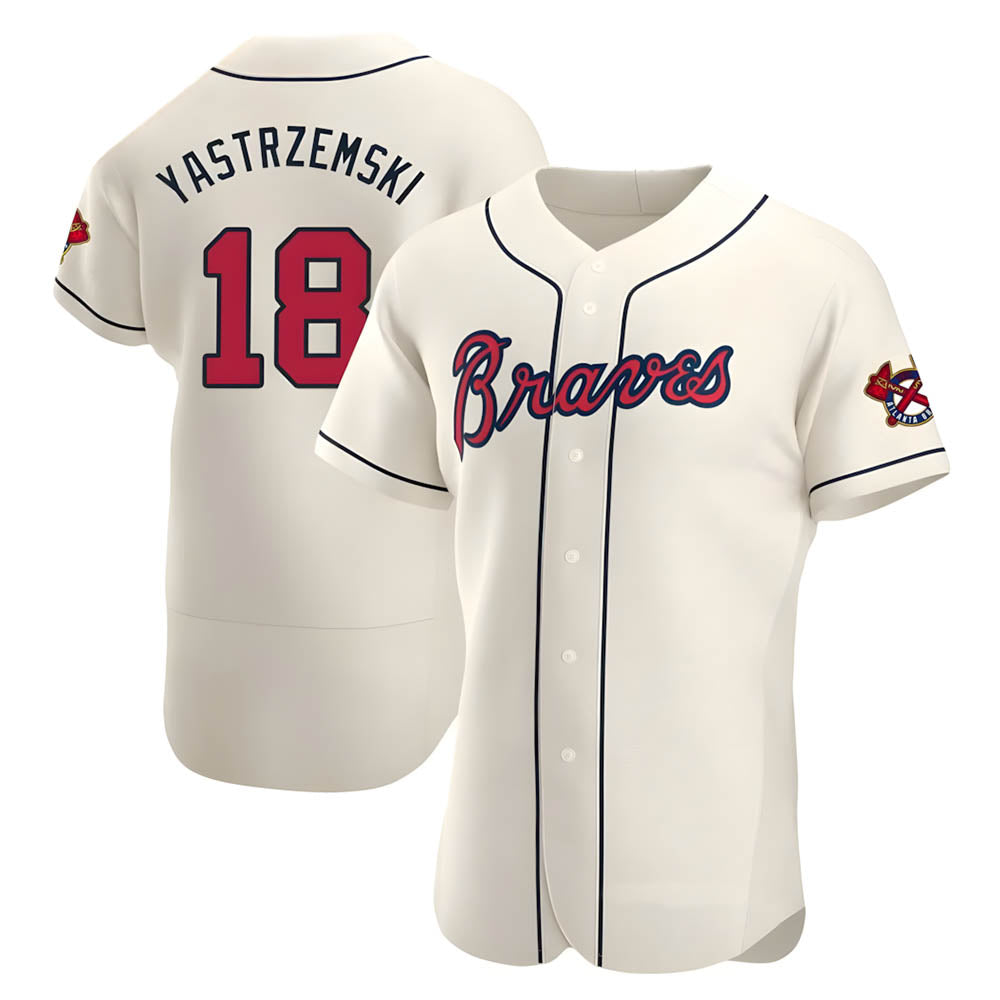 STECN A.Braves #18 Mike Yastrzemski player Cream Authentic Alternate Stitched Jerseys