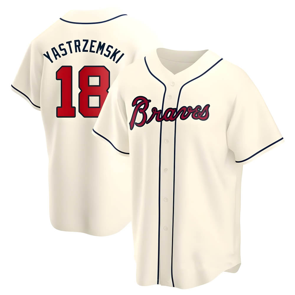 STECN A.Braves #18 Mike Yastrzemski player Cream Replica Alternate Stitched Jerseys