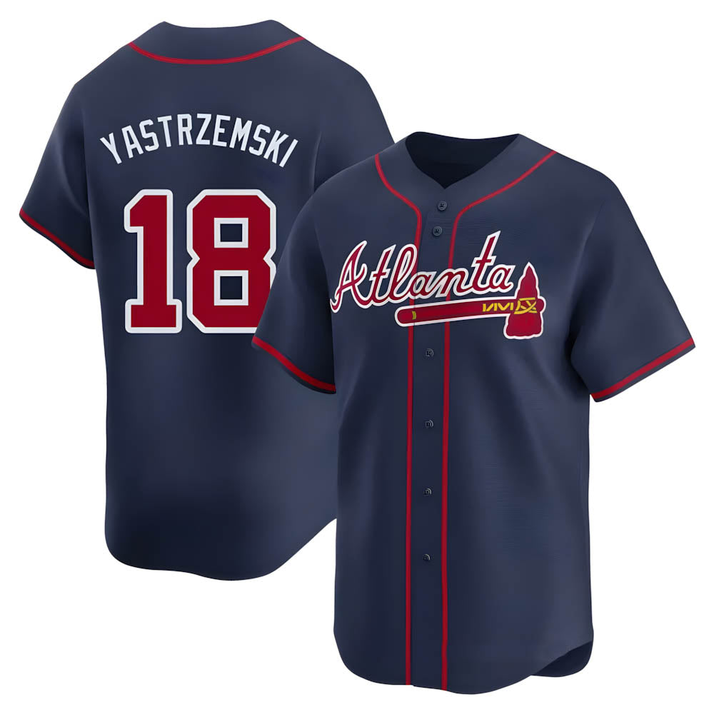 STECN A.Braves #18 Mike Yastrzemski player Navy Limited Alternate Stitched Jerseys