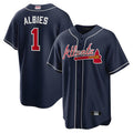 STECN A.Braves #1 Ozzie Albies Player Navy Alternate Stitched Jerseys