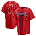 STECN A.Braves #1 Ozzie Albies Player Red Alternate Stitched Jerseys
