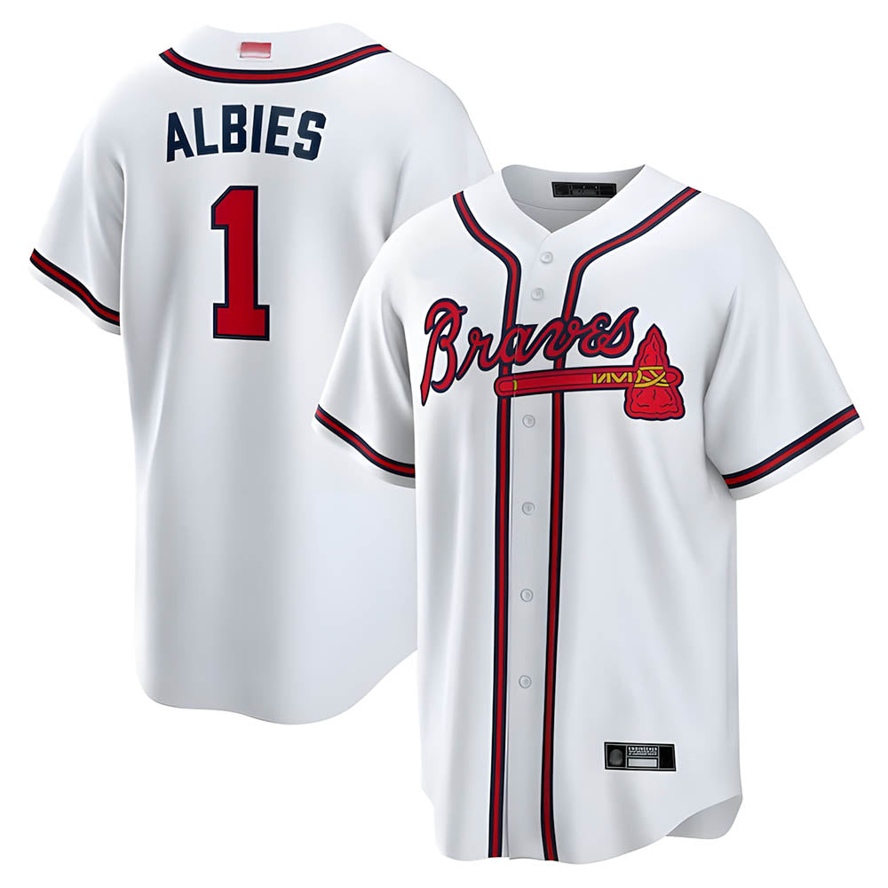 STECN A.Braves #1 Ozzie Albies Player White Alternate Stitched Jerseys