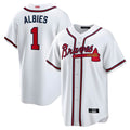 STECN A.Braves #1 Ozzie Albies Player White Alternate Stitched Jerseys