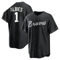 STECN A.Braves #1 Ozzie Albies Player Black&White Replica Stitched Jerseys