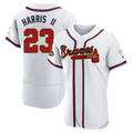 STECN A.Braves #23 Michael Harris II player White&Gold Authentic Program Stitched Jerseys