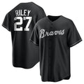 STECN A.Braves #27 Austin Riley Player Black&White Replica Stitched Jerseys