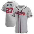 STECN A.Braves #27 Austin Riley Player Gray Authentic Road Stitched Jerseys