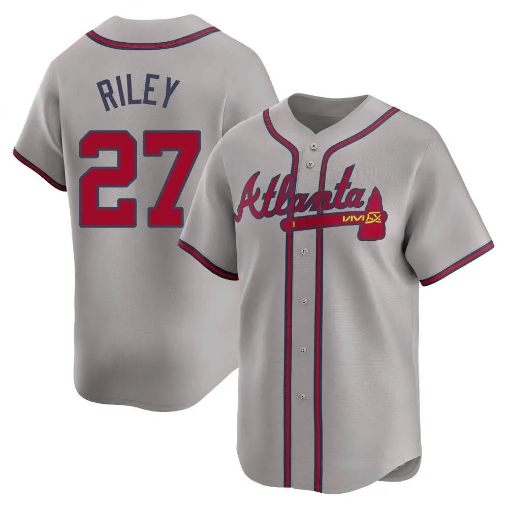 STECN A.Braves #27 Austin Riley Player Gray Limited Away Stitched Jerseys