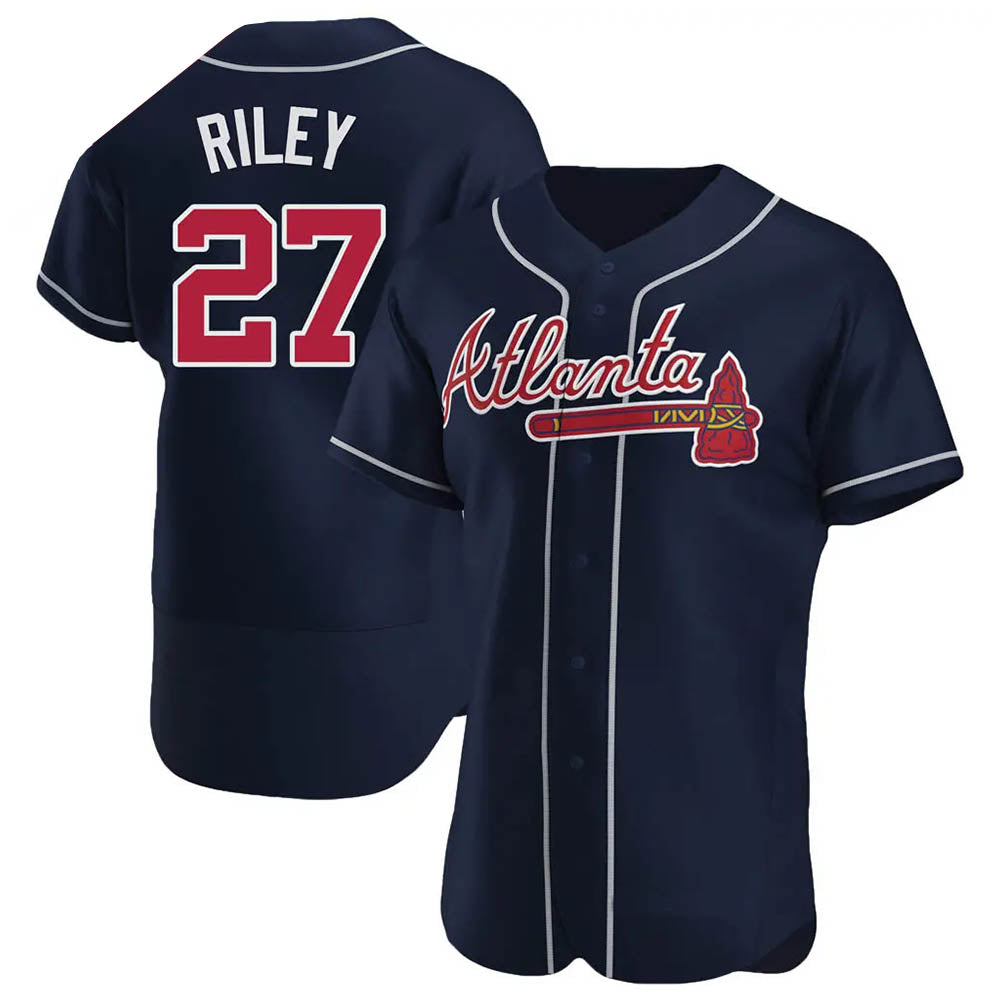 STECN A.Braves #27 Austin Riley Player Navy Authentic Alternate Stitched Jerseys