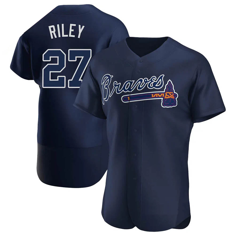 STECN A.Braves #27 Austin Riley Player Navy Authentic Alternate Team Stitched Jerseys
