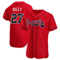 STECN A.Braves #27 Austin Riley Player Red Authentic Alternate Stitched Jerseys