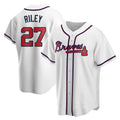STECN A.Braves #27 Austin Riley Player White Replica Home Stitched Jerseys