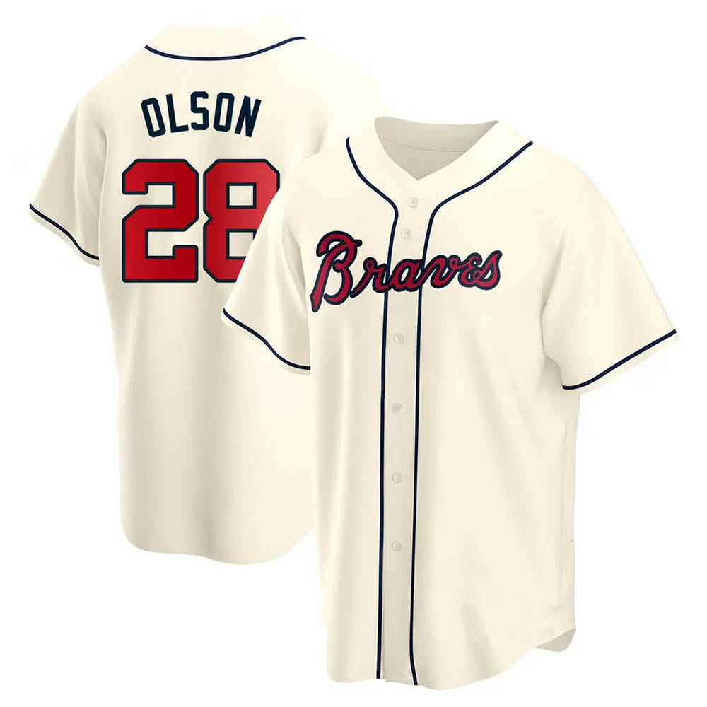STECN A.Braves #28 Matt Olson Player Cream Replica Alternate Stitched Jerseys
