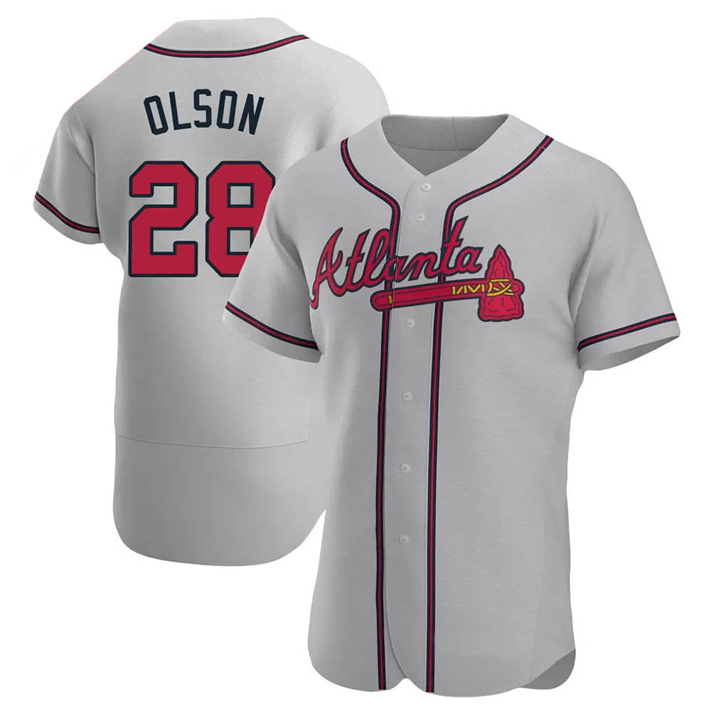 STECN A.Braves #28 Matt Olson Player Gray Authentic Road Stitched Jerseys