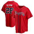 STECN A.Braves #28 Matt Olson Player Red Replica Alternate Stitched Jerseys