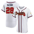 STECN A.Braves #28 Matt Olson Player White&Gold Authentic Program Stitched Jerseys