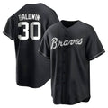 STECN A.Braves #30 Drake Baldwin player Black&White Replica Stitched Jerseys