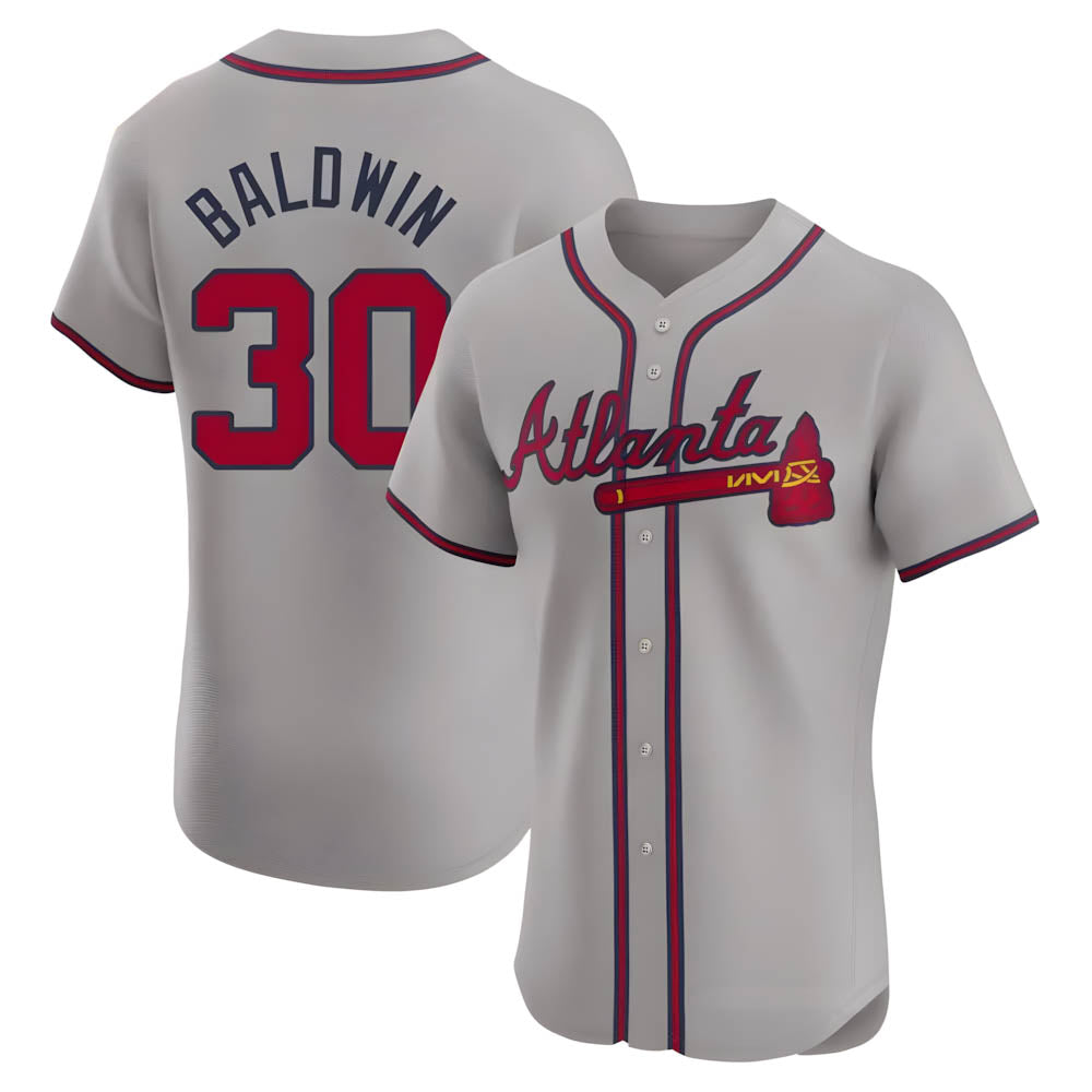 STECN A.Braves #30 Drake Baldwin player Gray Elite Road Stitched Jerseys