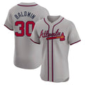 STECN A.Braves #30 Drake Baldwin player Gray Elite Road Stitched Jerseys