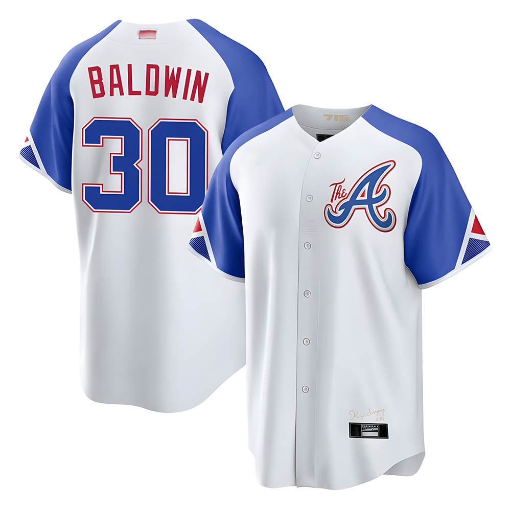 STECN A.Braves #30 Drake Baldwin player White City Connect Stitched Jerseys