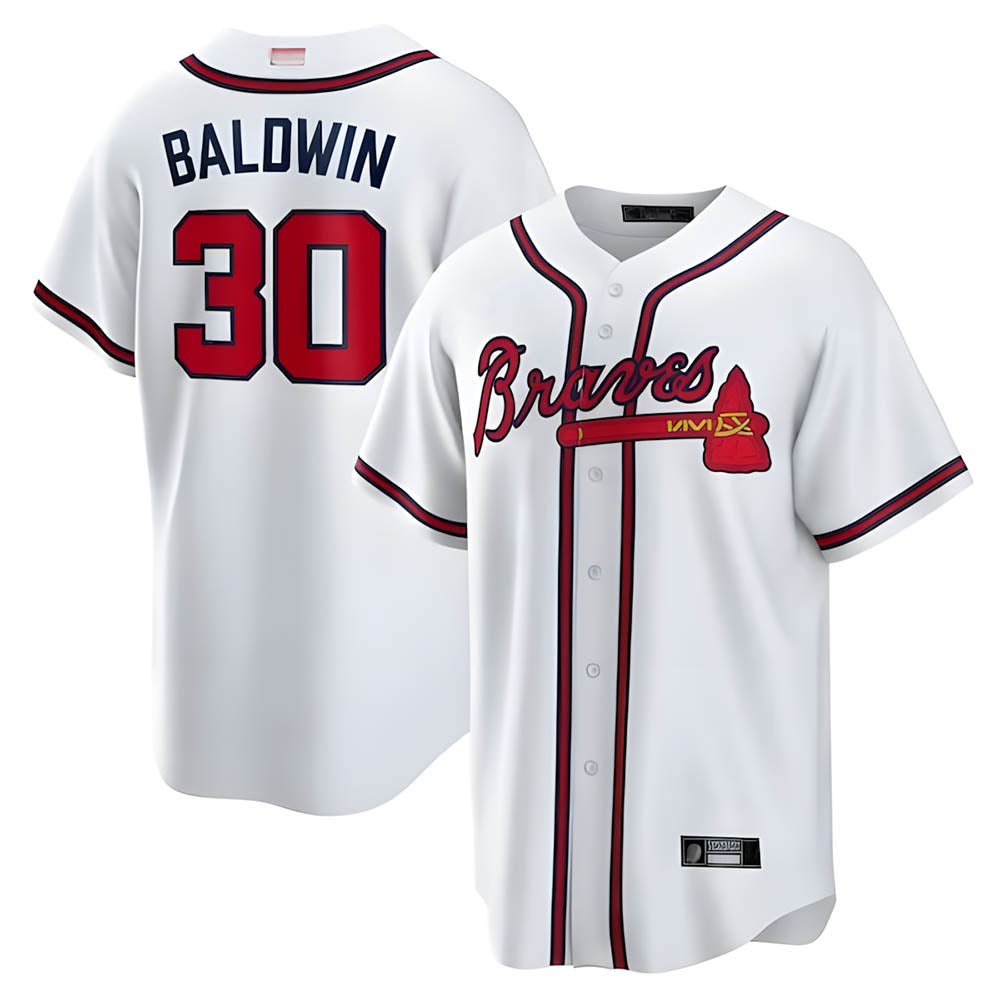 STECN A.Braves #30 Drake Baldwin player White Home Replica Stitched Jerseys