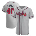STECN A.Braves #40 Reynaldo Lopez player Gray Authentic Road Stitched Jerseys