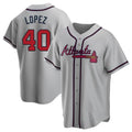 STECN A.Braves #40 Reynaldo Lopez player Gray Replica Road Stitched Jerseys