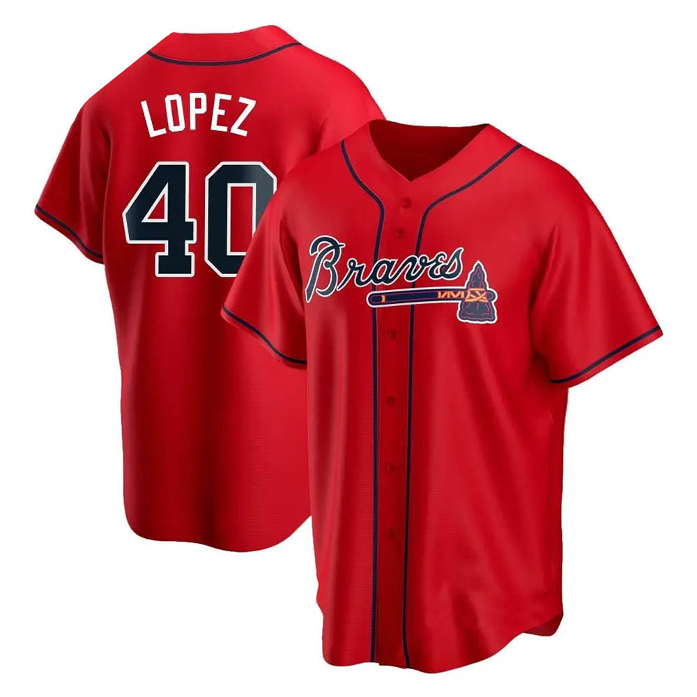 STECN A.Braves #40 Reynaldo Lopez player Red Replica Alternate Stitched Jerseys
