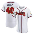 STECN A.Braves #40 Reynaldo Lopez player White&Gold Authentic Program Stitched Jerseys