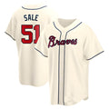 STECN A.Braves #51 Chris Sale Player Navy Cream Alternate Replica Stitched Jerseys
