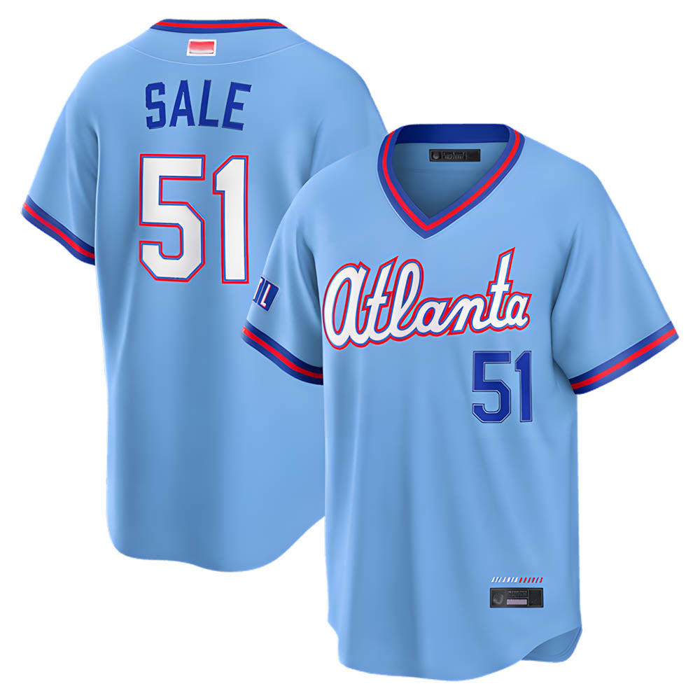 STECN A.Braves #51 Chris Sale Player Powder Blue 2026 City Connect T shirt Stitched Jerseys