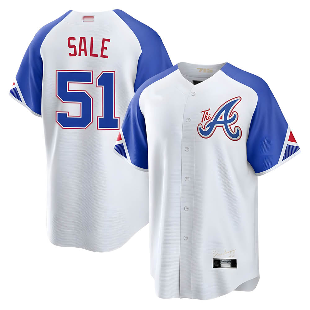 STECN A.Braves #51 Chris Sale Player White City Connect Limited Stitched Jerseys