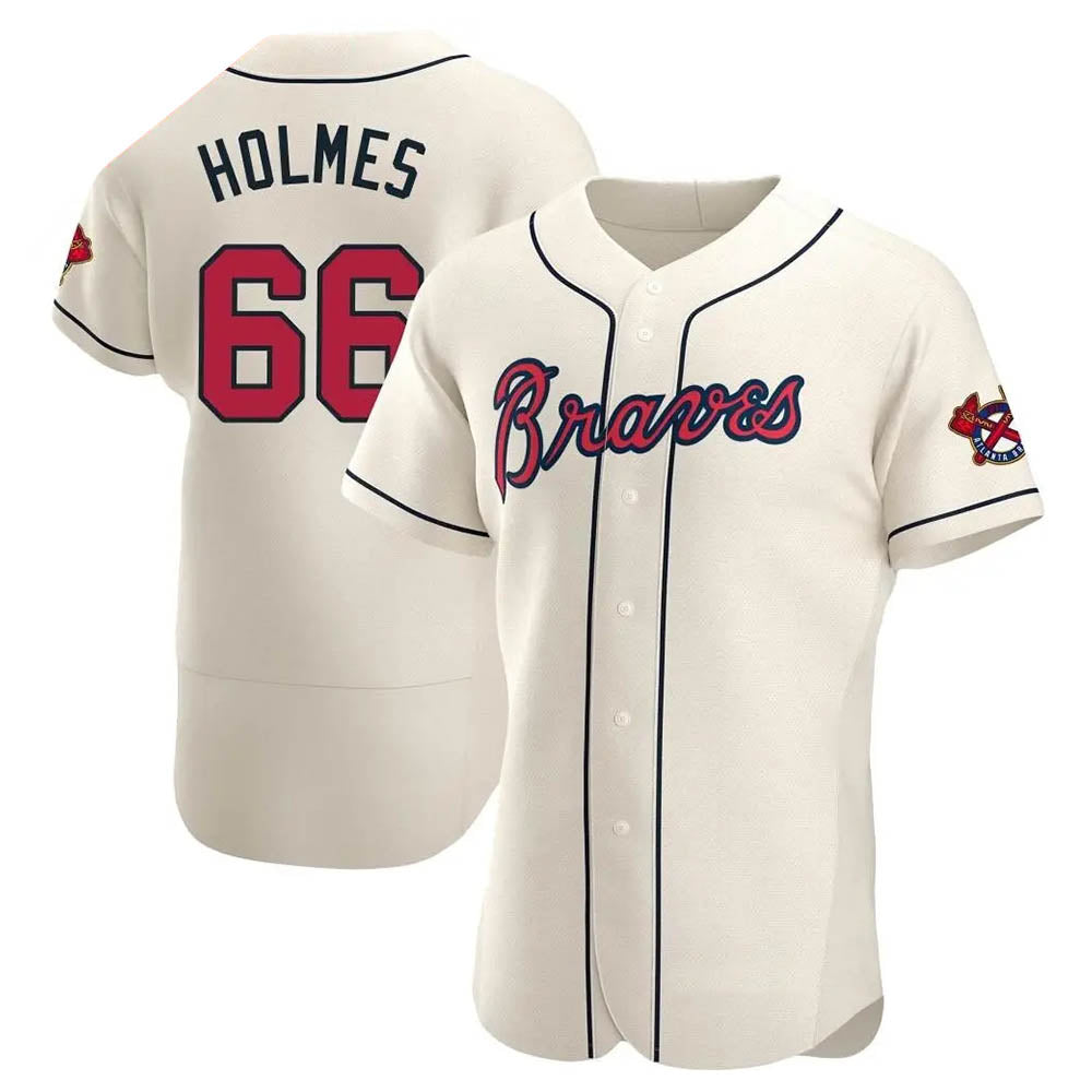 STECN A.Braves #66 Grant Holmes Player Cream Authentic Alternate Stitched Jerseys