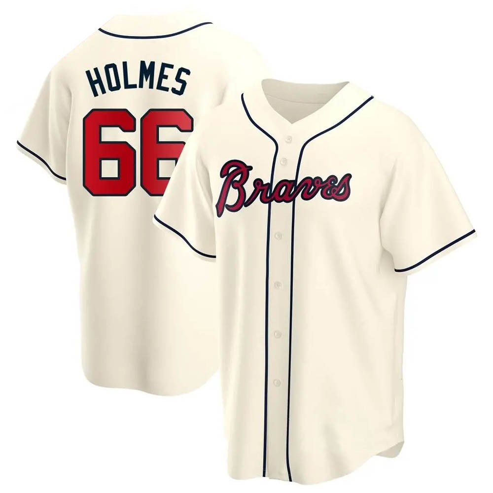 STECN A.Braves #66 Grant Holmes Player Cream Replica Alternate Stitched Jerseys