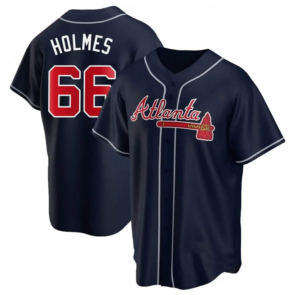STECN A.Braves #66 Grant Holmes Player Navy Replica Alternate Stitched Jerseys