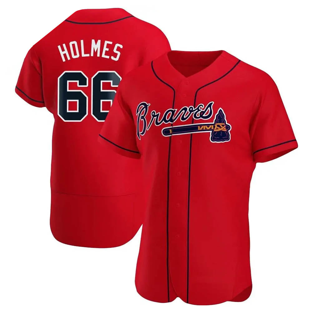 STECN A.Braves #66 Grant Holmes Player Red Authentic Alternate Stitched Jerseys