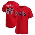STECN A.Braves #66 Grant Holmes Player Red Authentic Alternate Stitched Jerseys
