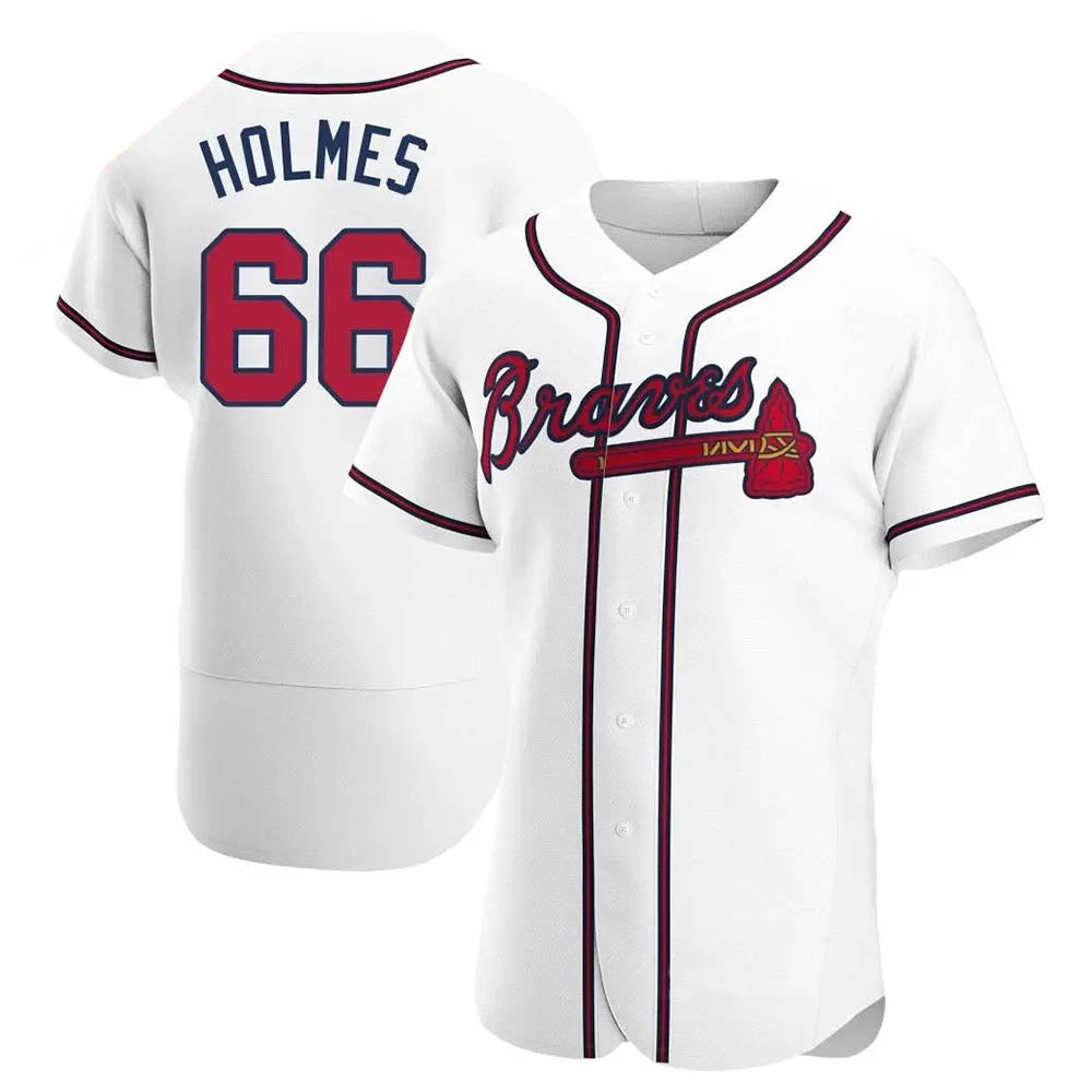 STECN A.Braves #66 Grant Holmes Player White Authentic Home Stitched Jerseys