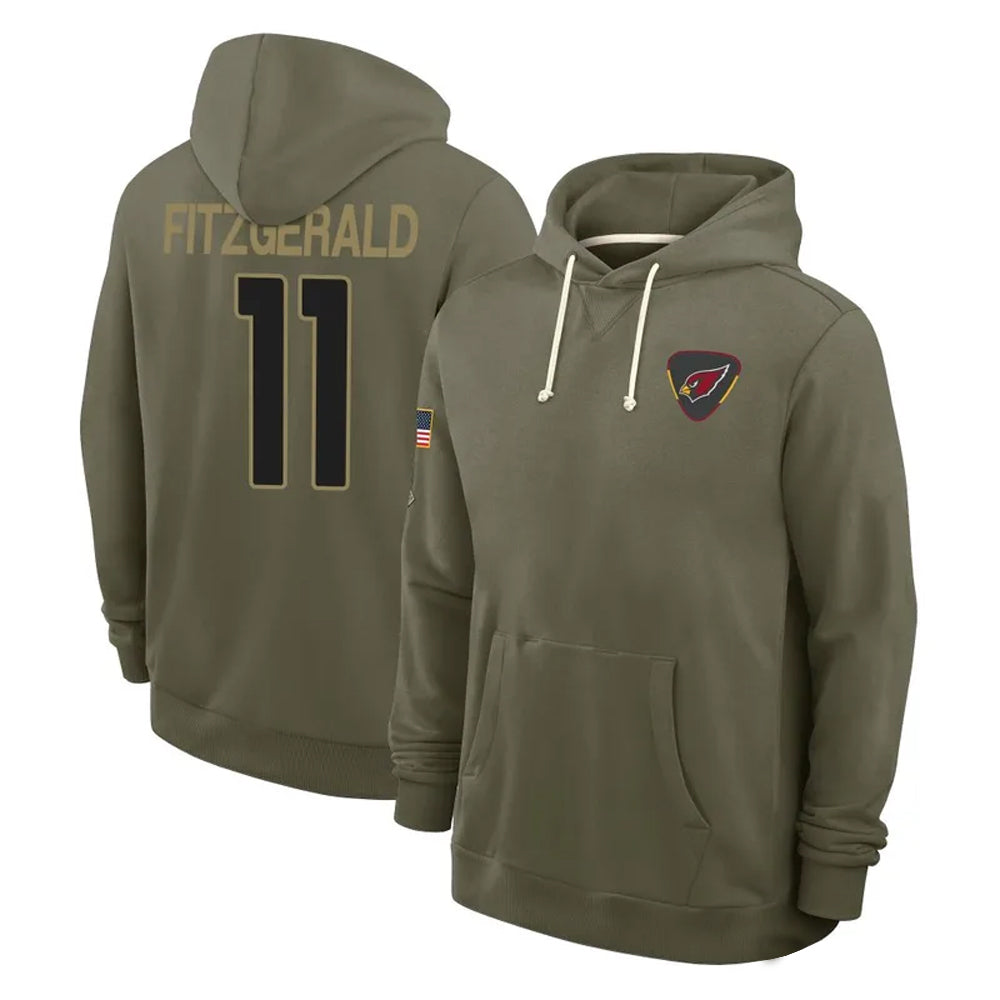 STECN A.Cardinals #11 Larry Fitzgerald Player Olive Salute to Service Hoodies Stitched Jerseys