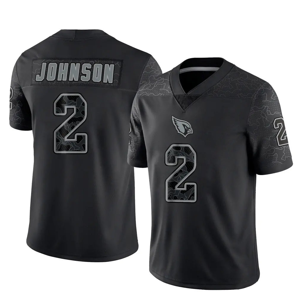 STECN A.Cardinals #2 Will Johnson Player Black RFLCTV Limited Home Game Stitched Jerseys