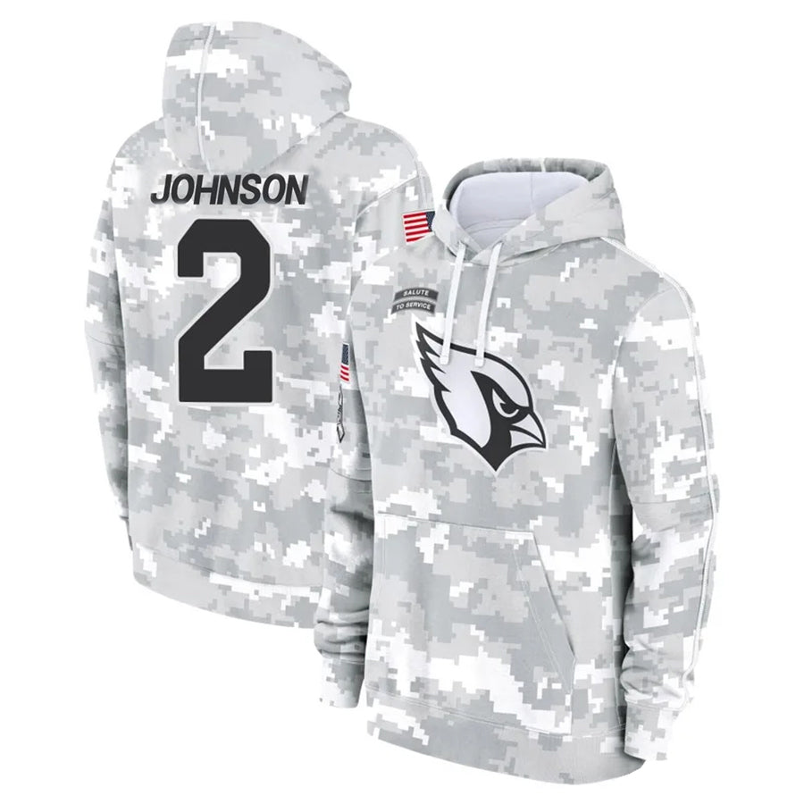 STECN A.Cardinals #2 Will Johnson Player Camo Salute to Service Hoodies Stitched Jerseys