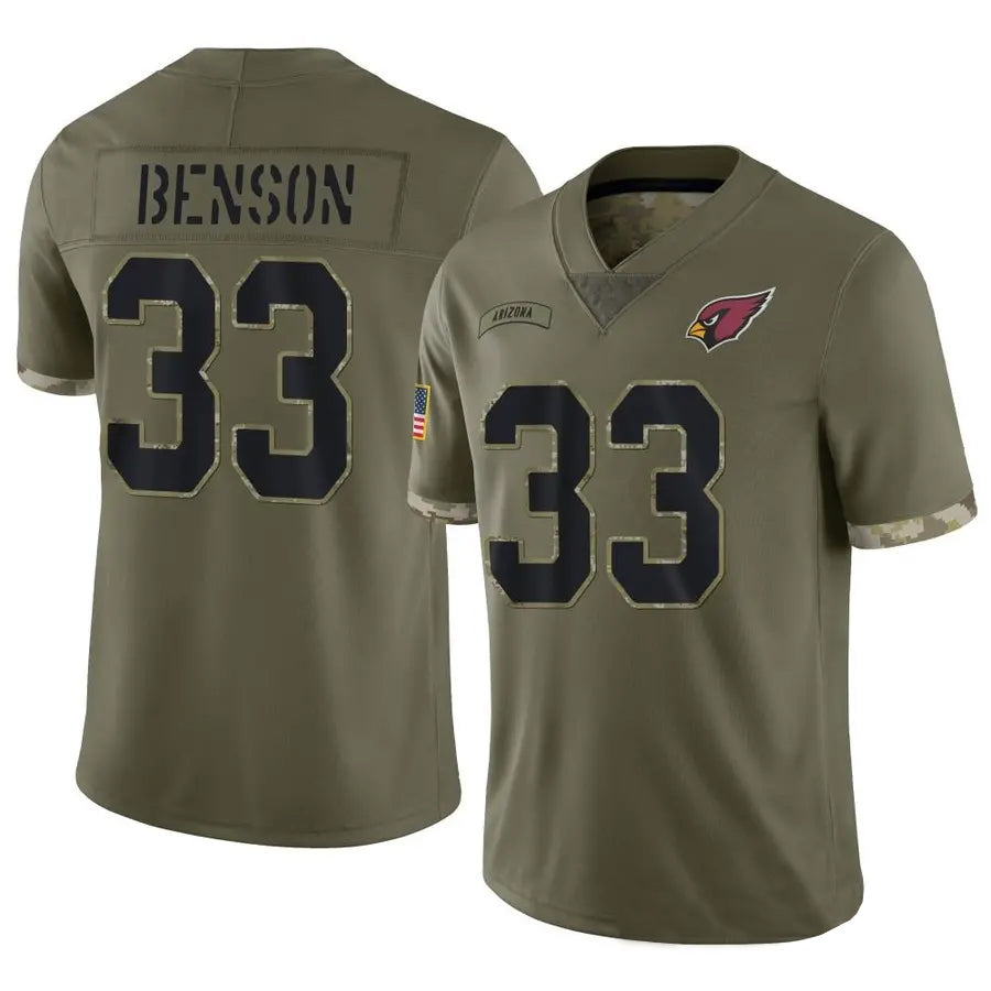 STECN A.Cardinals #33 Trey Benson Player Olive Salute To Service Limited Game Stitched Jerseys