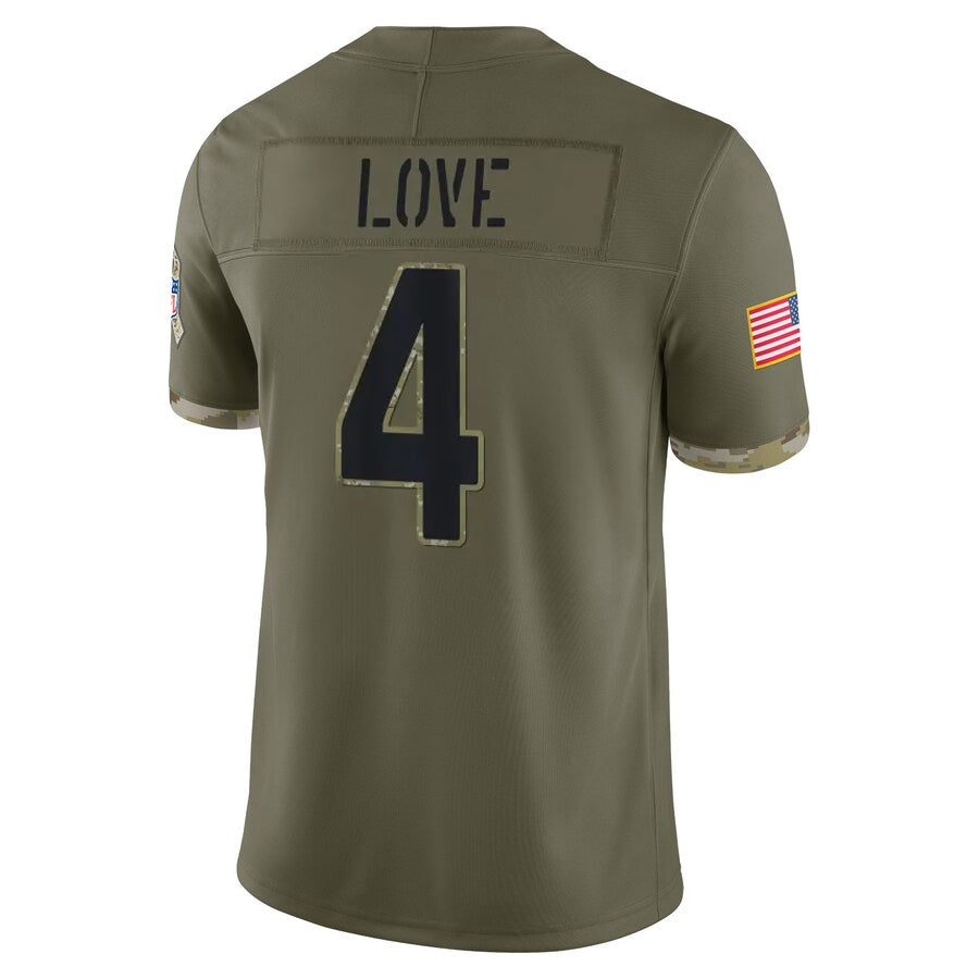 STECN A.Cardinals #4 Jeremiyah Love Player Olive Salute To Service Limited Home Game Stitched Jerseys