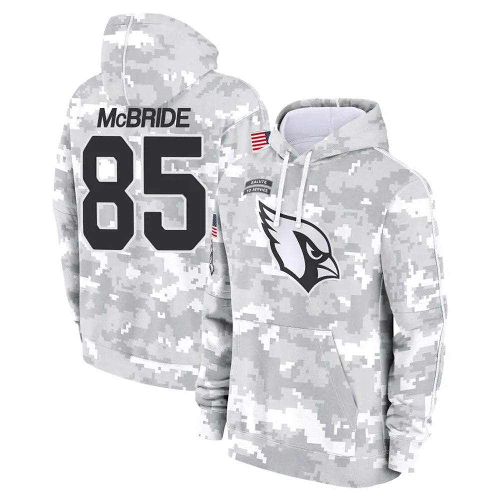 STECN A.Cardinals #85 Trey McBride Player Camo Salute to Service Hoodies Stitched Jerseys