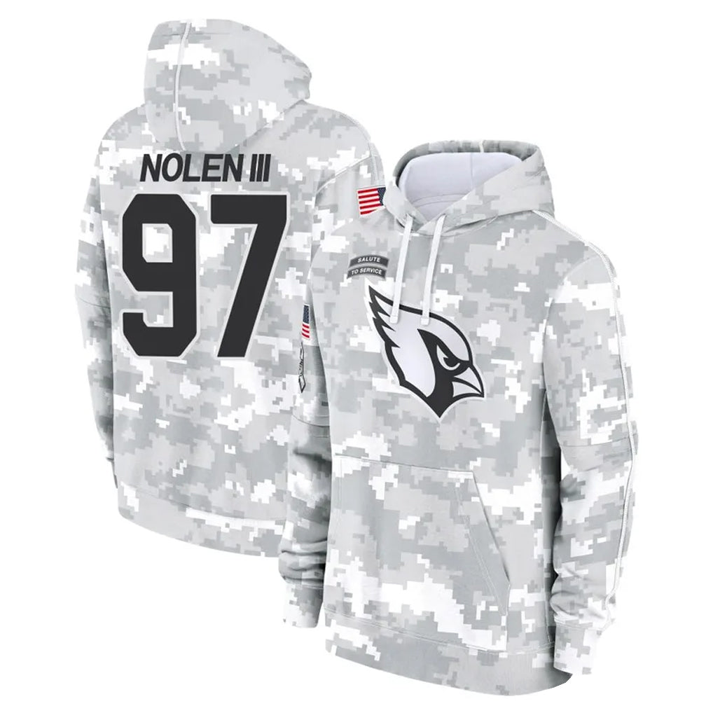 STECN A.Cardinals #97 Walter Nolen Player Arctic Camo Salute to Service Limited Hoodies Stitched Jerseys