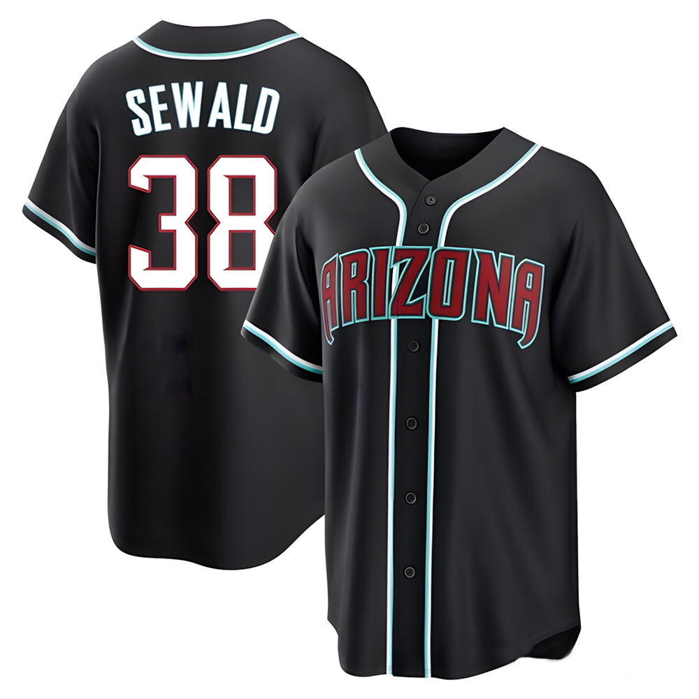 STECN A.Diamondbacks #38 Paul Sewald Player  Black Replica Fashion Out Stitched Jersey