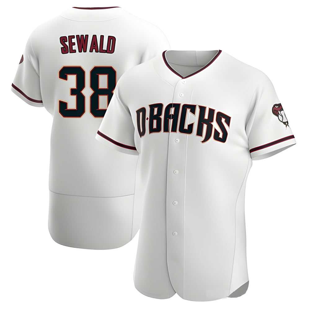 STECN A.Diamondbacks #38 Paul Sewald Player White Authentic Crimson Home Stitched Jersey